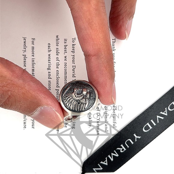 David Yurman PETRVS Lion Tag Coin Signet Men's Ring Size 5 Silver Brand New DY - Picture 5 of 10